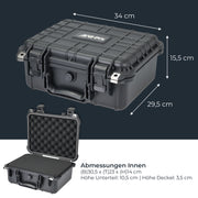 Outdoor Fotokoffer und Waffenkoffer mit Rasterschaumstoff von HMF mit 34 cm Breite