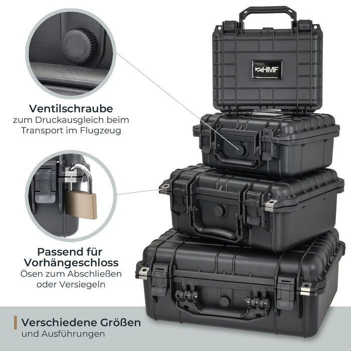 Outdoor Fotokoffer und Waffenkoffer mit Rasterschaumstoff von HMF mit 34 cm Breite