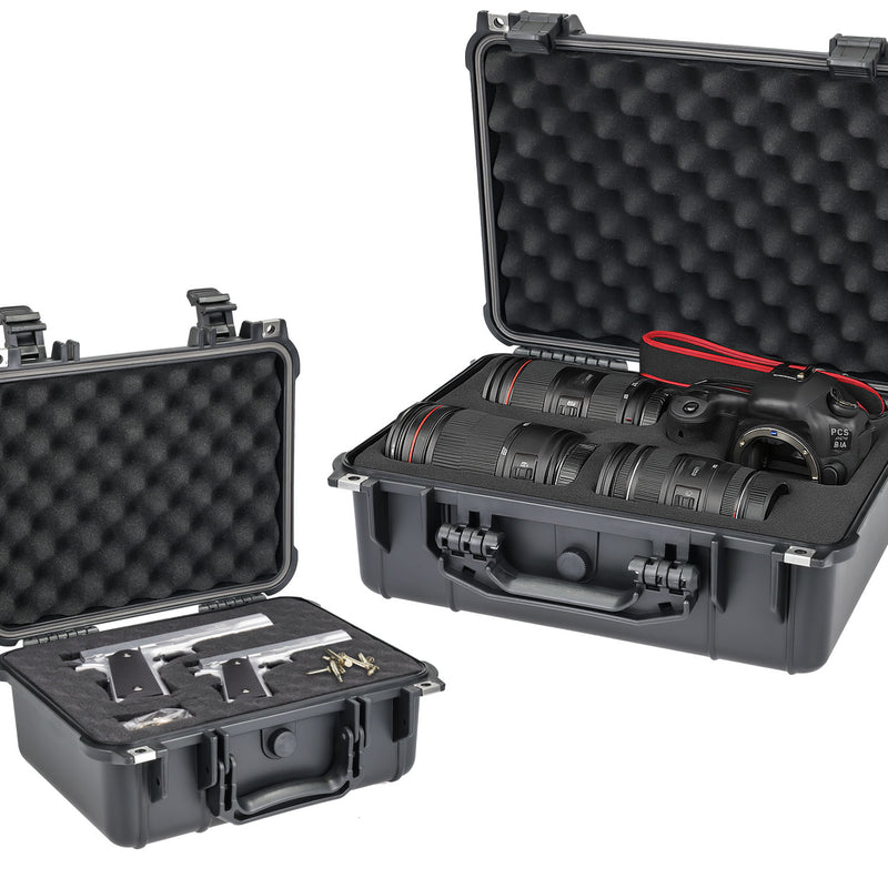 Outdoor Fotokoffer und Waffenkoffer mit Rasterschaumstoff von HMF mit 34 cm Breite