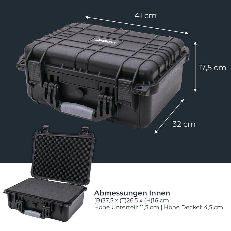 Outdoor Fotokoffer und Waffenkoffer mit Rasterschaumstoff von HMF mit 41 cm Breite