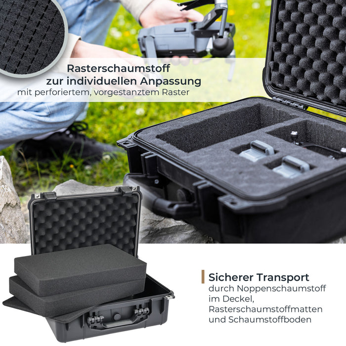 Outdoor Fotokoffer und Waffenkoffer mit Rasterschaumstoff von HMF mit 41 cm Breite