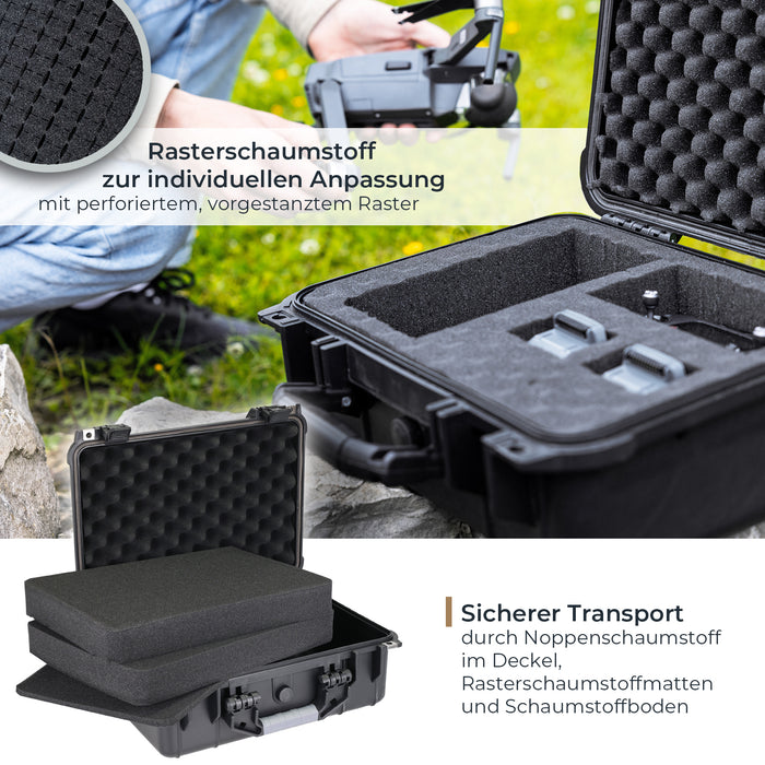Outdoor Fotokoffer und Waffenkoffer mit Rasterschaumstoff von HMF mit 41 cm Breite