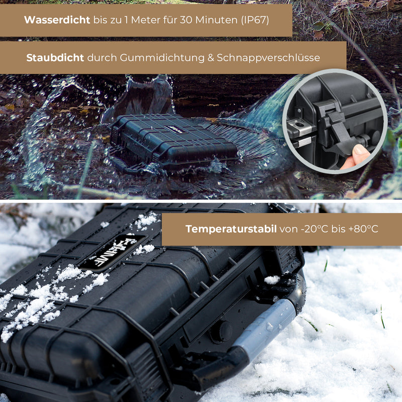Outdoor Fotokoffer und Waffenkoffer mit Rasterschaumstoff von HMF mit 41 cm Breite