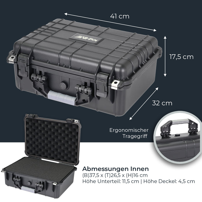 Outdoor Fotokoffer und Waffenkoffer mit Rasterschaumstoff von HMF mit 41 cm Breite