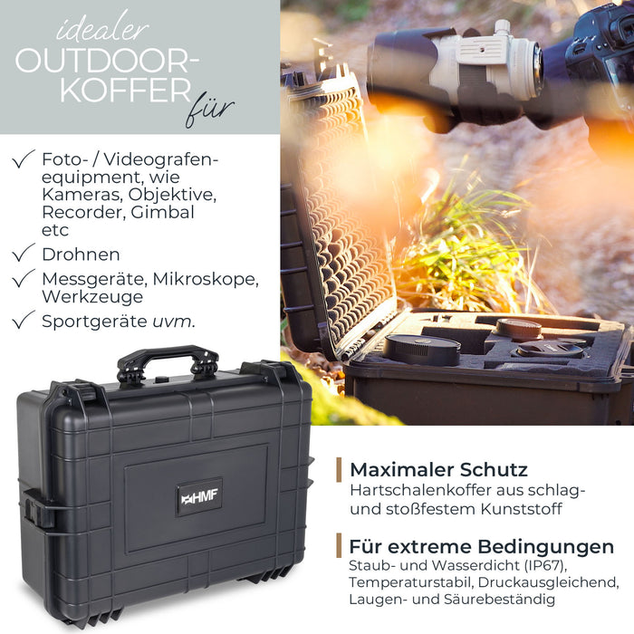 Outdoor-Fotokoffer Waffenkoffer mit Rasterschaumstoff HMF ODK100 57 cm