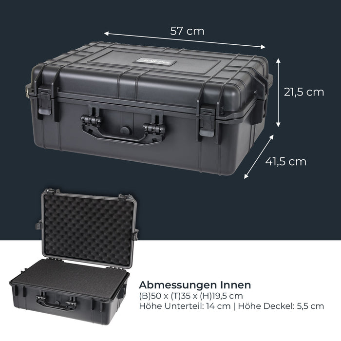 Outdoor Fotokoffer und Waffenkoffer mit Rasterschaumstoff von HMF mit 57 cm Breite