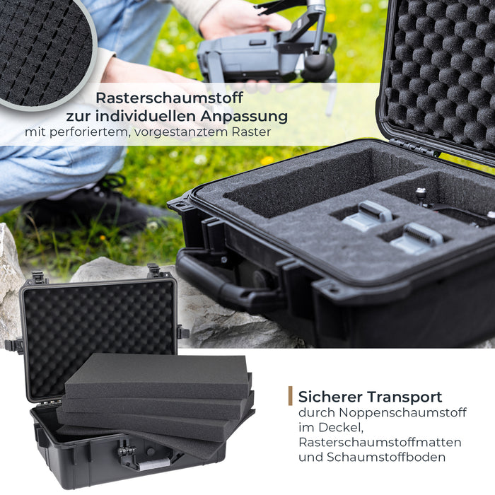 Outdoor Fotokoffer und Waffenkoffer mit Rasterschaumstoff von HMF mit 57 cm Breite