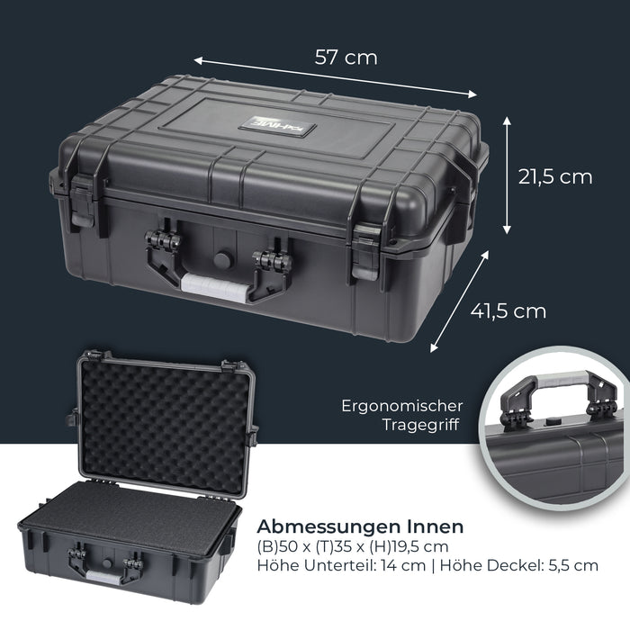 Outdoor Fotokoffer und Waffenkoffer mit Rasterschaumstoff von HMF mit 57 cm Breite