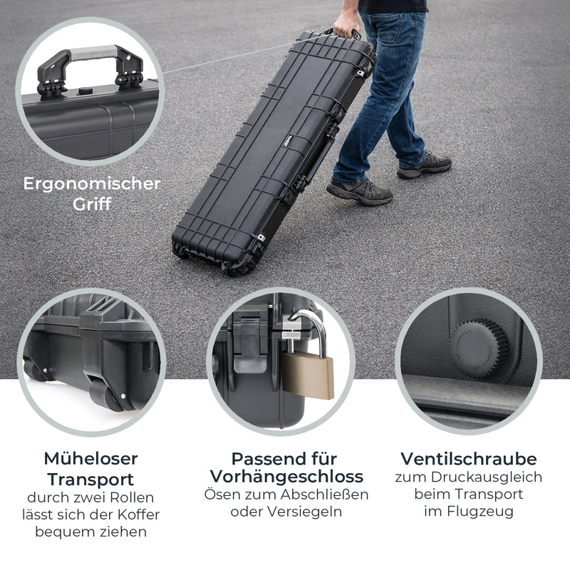 Outdoor-Waffenkoffer und Gewehrkoffer mit Rasterschaumstoff von HMF