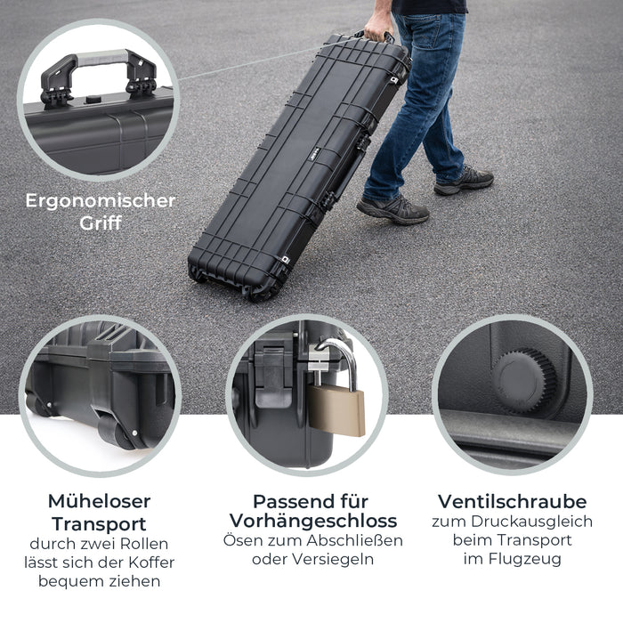 Outdoor-Waffenkoffer und Gewehrkoffer mit Rasterschaumstoff von HMF
