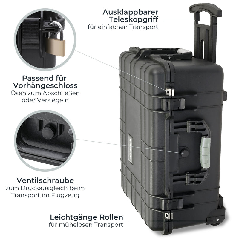HMF Outdoor-Trolley, Fotokoffer mit Rasterschaumstoff, ODK400