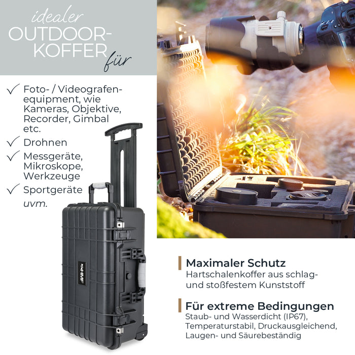 Outdoor-Trolley Fotokoffer mit Rasterschaumstoff HMF ODK400 56 cm