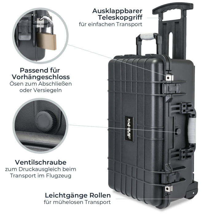 Outdoor-Trolley Fotokoffer mit Rasterschaumstoff HMF ODK400 56 cm