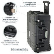 HMF Outdoor-Trolley Fotokoffer mit Rasterschaumstoff 58,5 x 45 x 27,5 cm in Schwarz