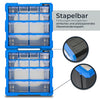 Sortierbox von HMF aus Kunststoff mit 12 Schubladen, 24 Fächer, 26,5 x 26 x 16 cm, Blau