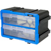 HMF Sortierbox für Kleinteile mit 2 Schubladen und 4 Fächern in Blau-Schwarz