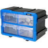 HMF Sortierbox für Kleinteile mit 4 Schubladen und 8 Fächern in Blau-Schwarz
