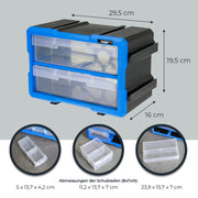 HMF Sortierbox für Kleinteile 3er Set mit insgesamt 36 Fächern in Blau-Schwarz