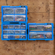 HMF Sortierbox für Kleinteile 3er Set mit insgesamt 36 Fächern in Blau-Schwarz