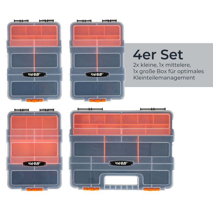HMF Sortierbox 4-teilig, Sortimentskasten für Kleinteile STK301-18