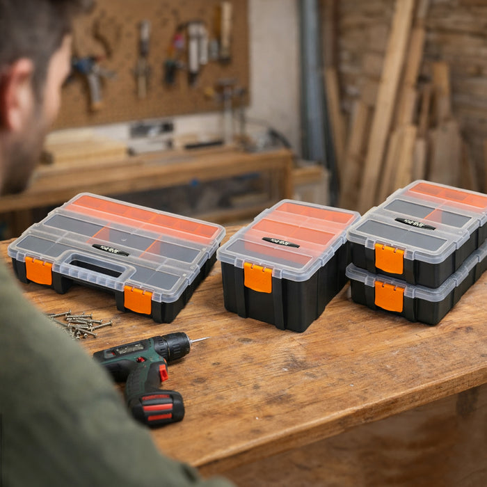 HMF Sortierbox 4-teilig, Sortimentskasten für Kleinteile STK301-18