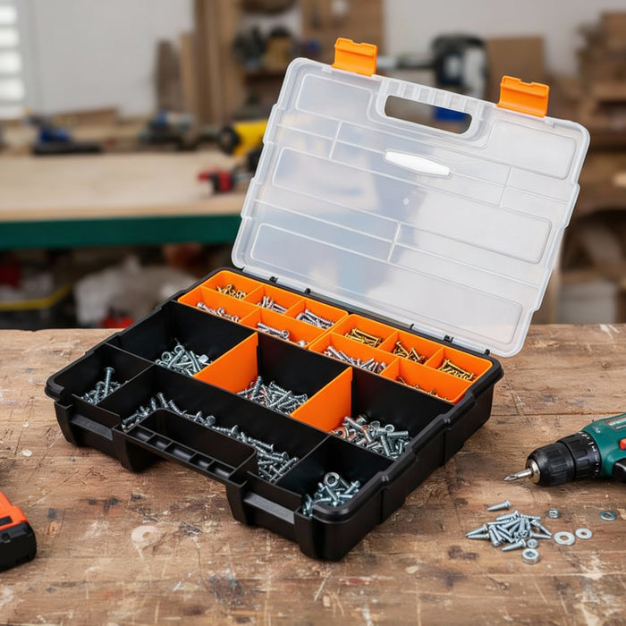 HMF Sortierbox 4-teilig, Sortimentskasten für Kleinteile STK301-18