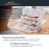 HMF Nähkasten aufklappbar mit 3 Ebenen, Sortierbox für Kleinteile in Transparent