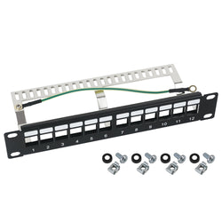 STP Keystone-Patchpanel für Serverschrank, HMF 63346, 12 Ports RJ45, 10 Zoll