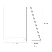 Tischaufsteller als L-Ständer in DIN A4 aus Acryl für Menükarten im Hochformat von HMF