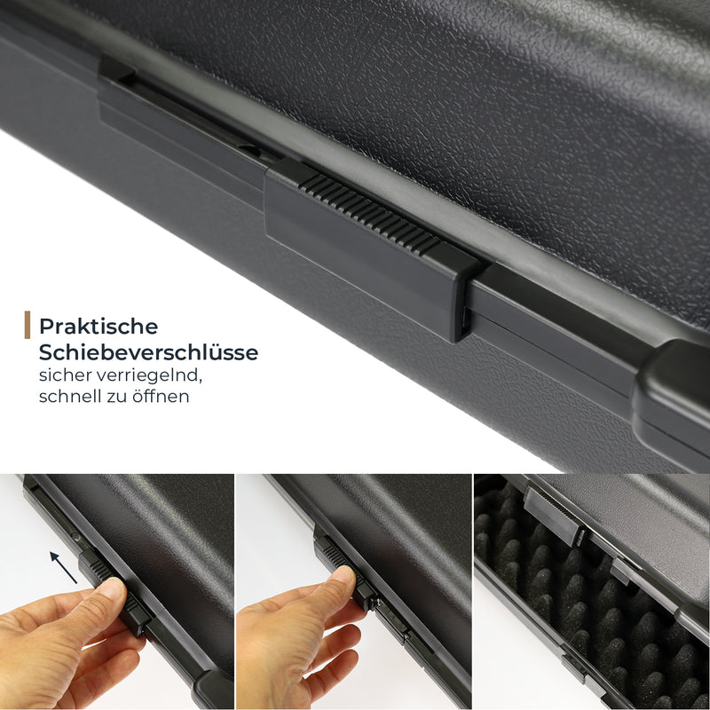 HMF Transportkoffer mit Noppenschaumstoff 123,5 x 26,5 x 11 cm in Schwarz