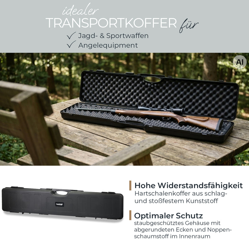 HMF Transportkoffer mit Noppenschaumstoff 123,5 x 26,5 x 11 cm in Schwarz