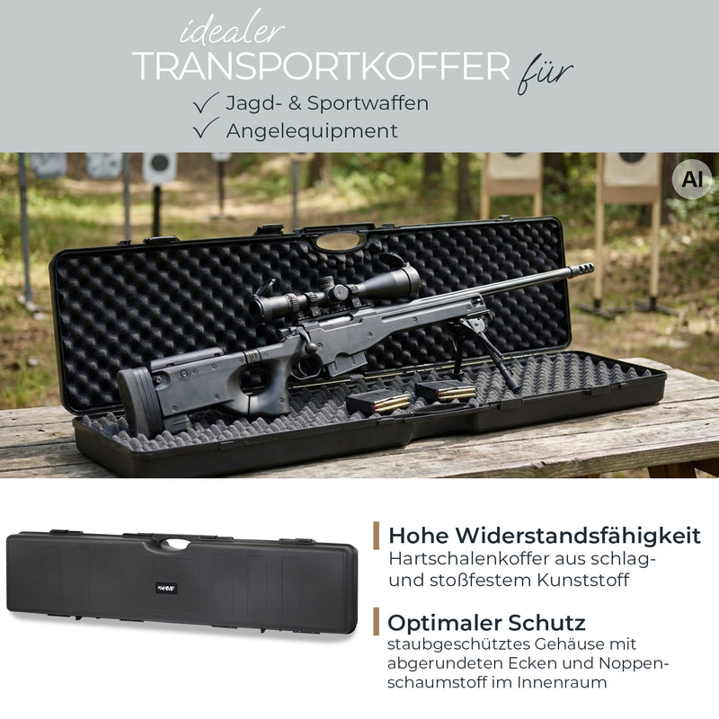 HMF Transportkoffer mit Noppenschaumstoff 138 x 34 x 13,5 cm in Schwarz