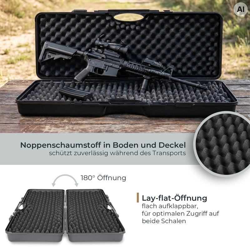 HMF Transportkoffer mit Noppenschaumstoff 88 x 34 x 13,5 cm in Schwarz