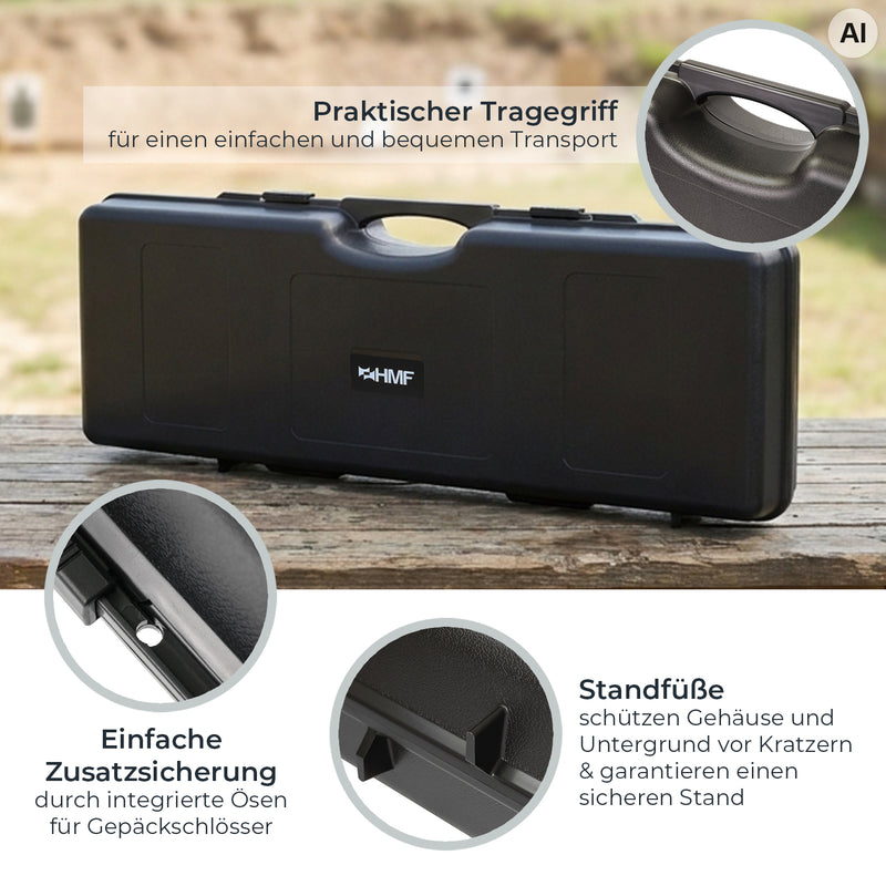 HMF Transportkoffer mit Noppenschaumstoff 88 x 34 x 13,5 cm in Schwarz