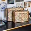 Vintage Holzkoffer mit fabiger Weltkarte Design von HMF im Set in verschiedenen Größen
