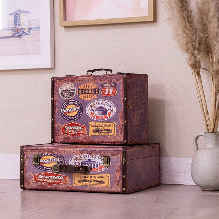 Vintage Holzkoffer mit Garage Design von HMF im Set in verschiedenen Größen