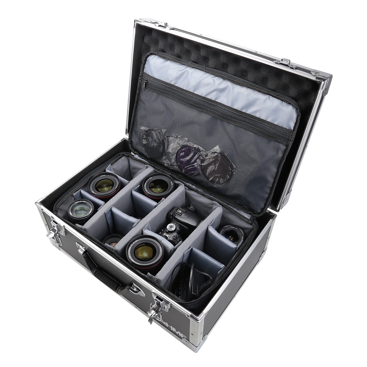 Fotokoffer oder Kamera Transportkoffer inklusive Tasche mit individuellen Trennwänden von HMF
