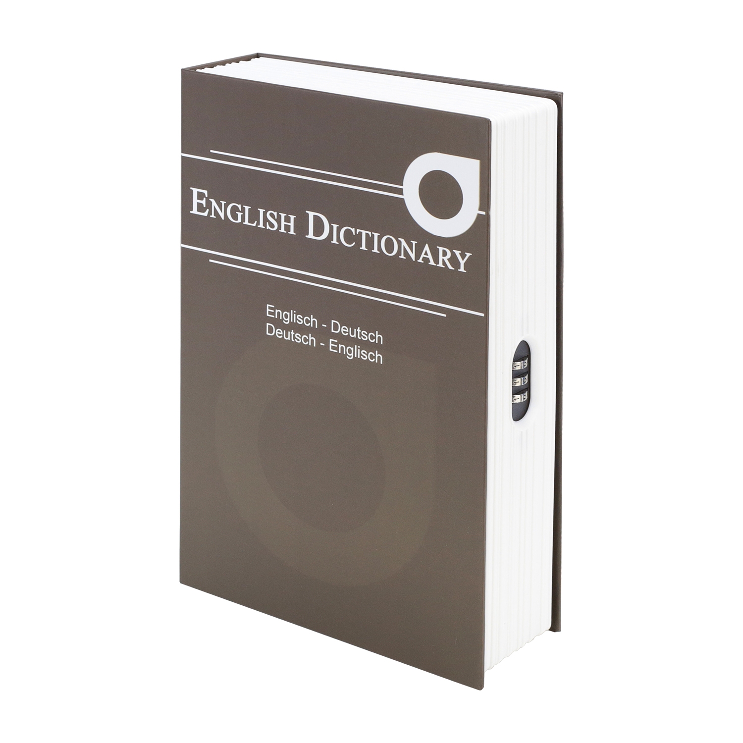 Buchtresor English Dictionary mit Zahlenschloss von HMF mit 23.5 cm Breite in Braun