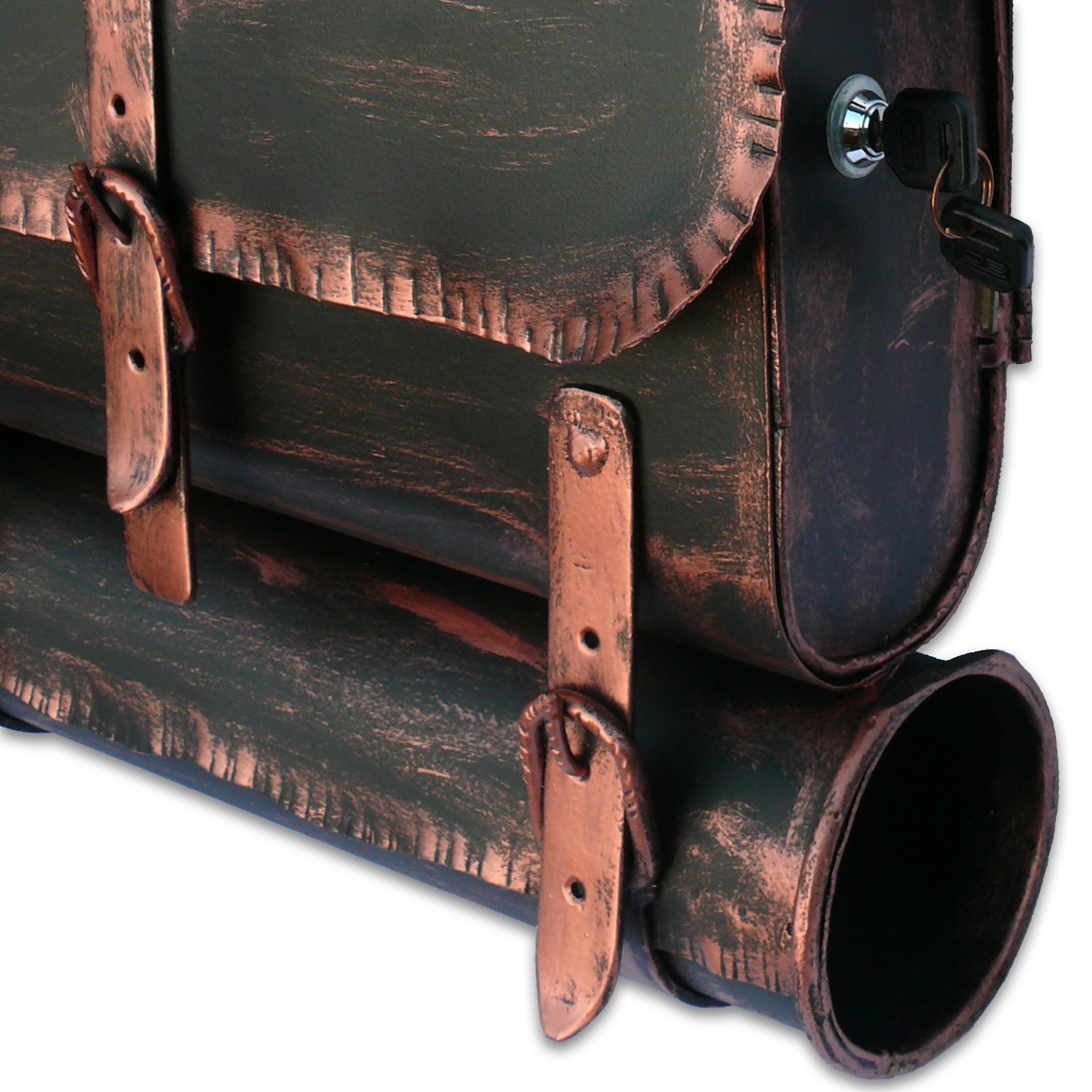 Briefkasten antiker Schulranzen von HMF mit 36 cm Breite in Kupfer