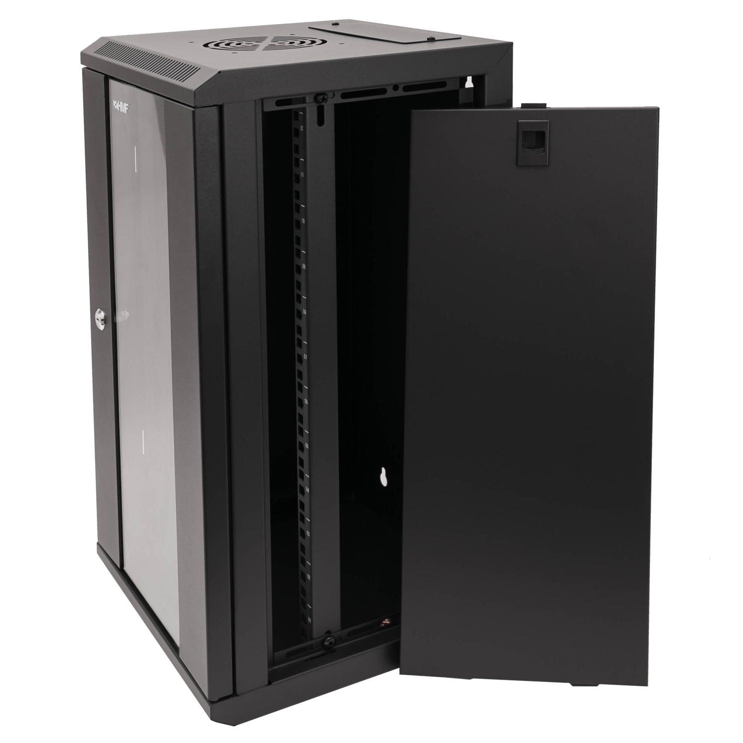 10 Zoll Serverschrank mit 12 Höheneinheiten von HMF mit 31,2 cm Breite in Schwarz