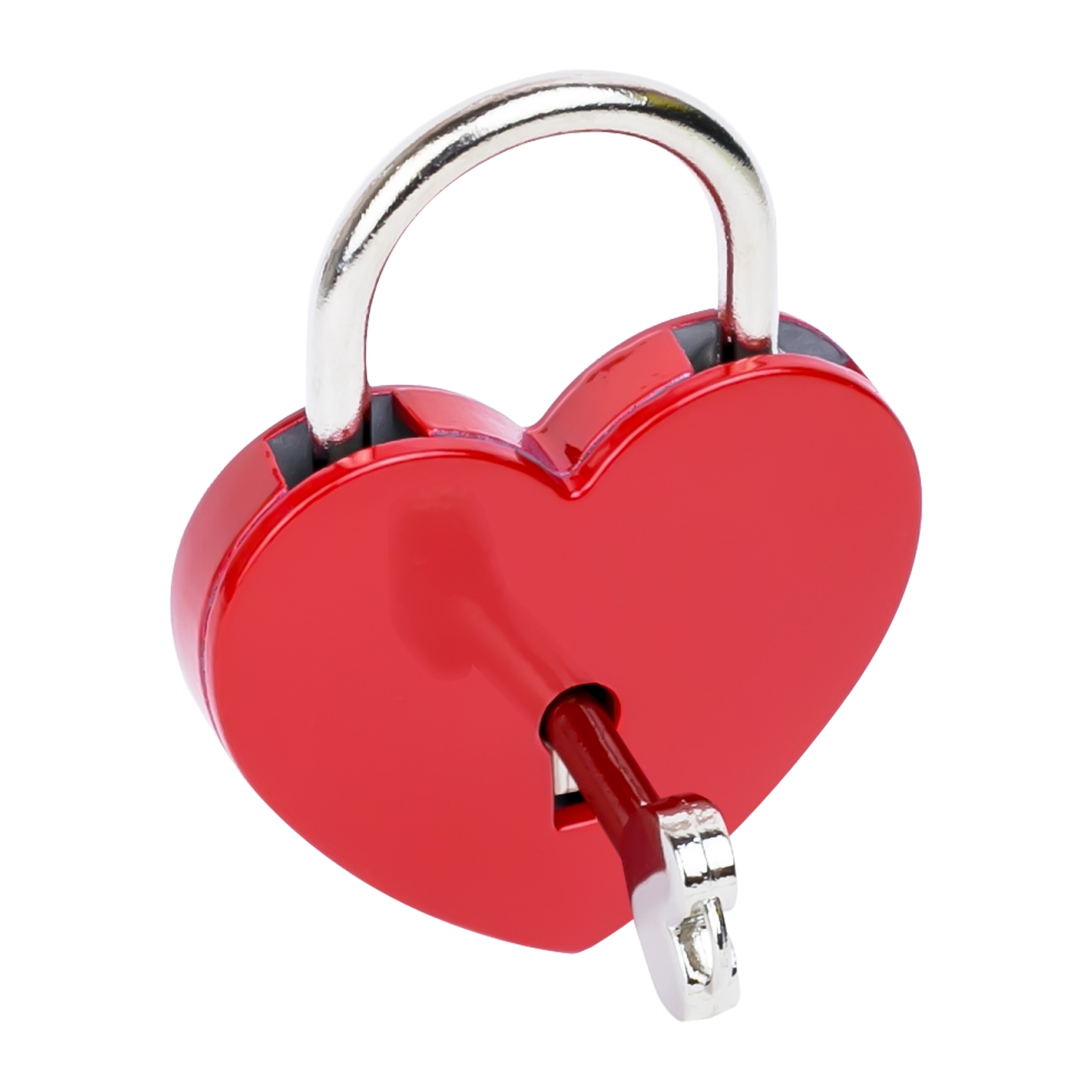Mini Deko Vorhängeschloss in Herzform mit Schlüssel von HMF mit 59 mm Breite in Rot