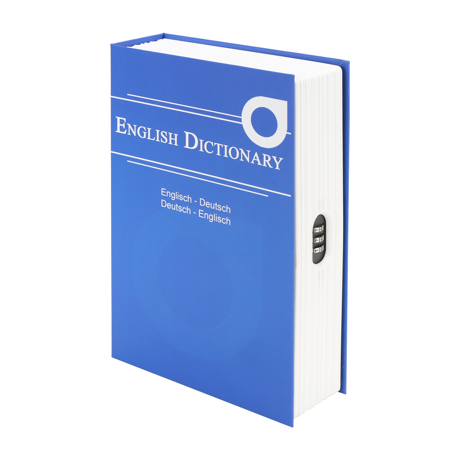 Buchtresor English Dictionary mit Zahlenschloss von HMF mit 23.5 cm Breite in Blau
