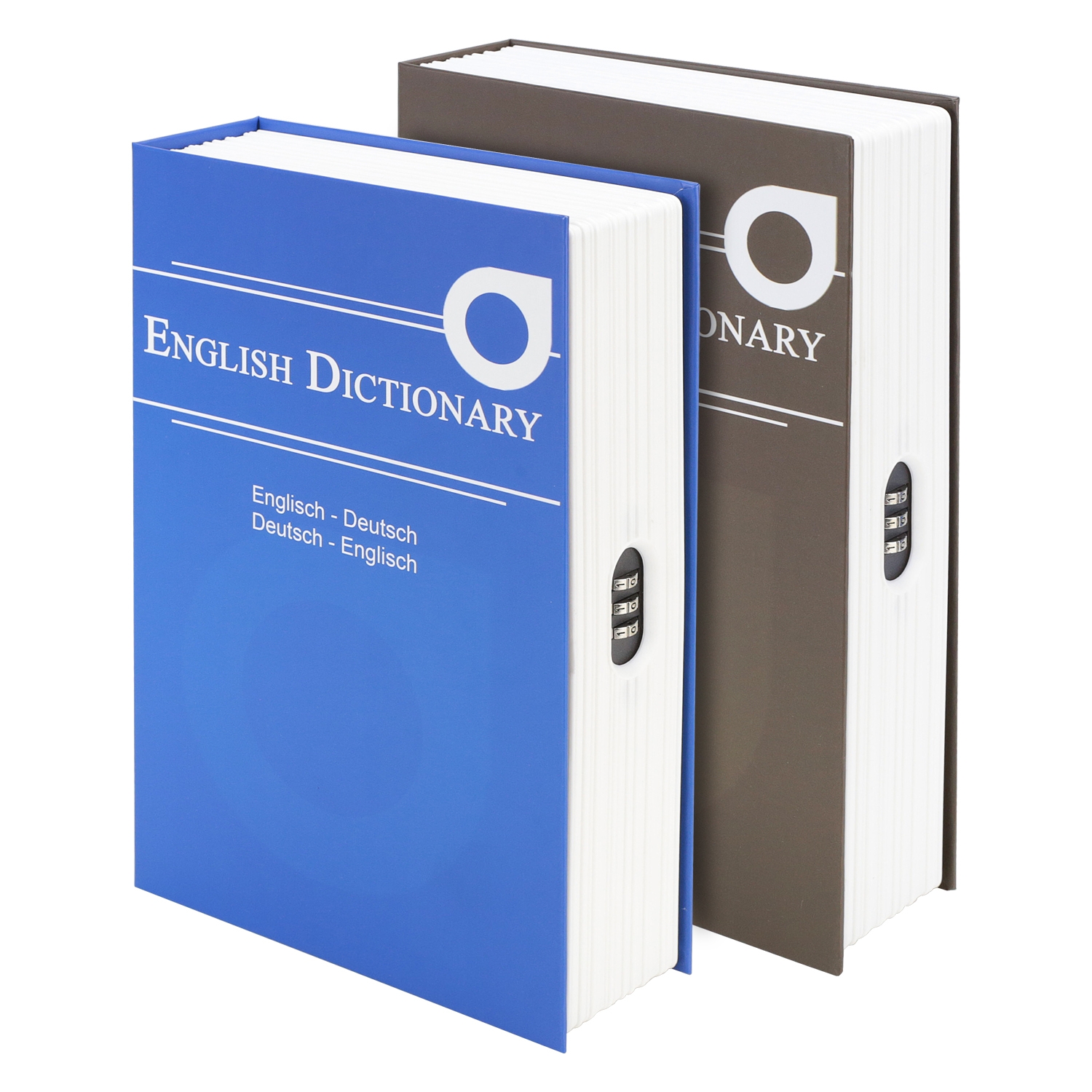 Buchtresor English Dictionary mit Zahlenschloss von HMF mit 23,5 cm Breite in Braun