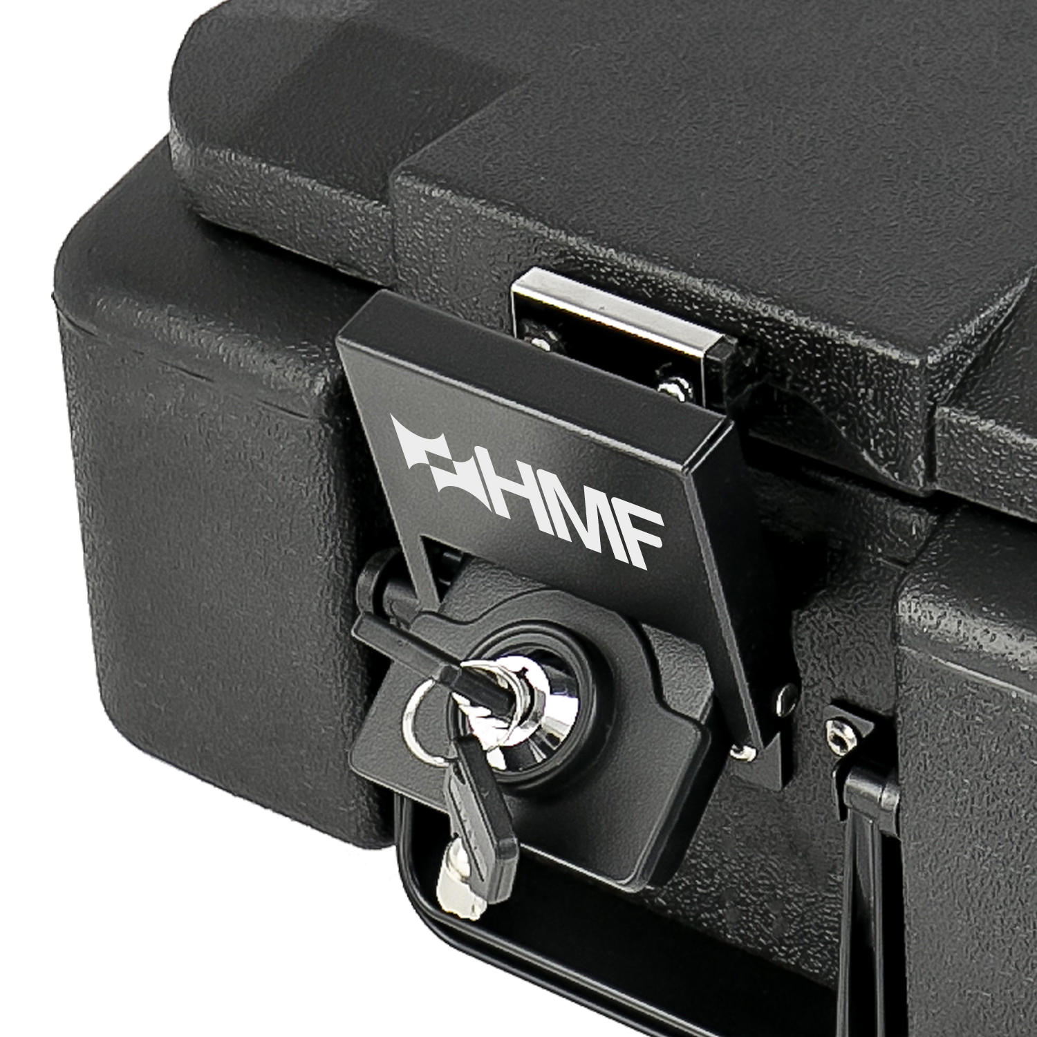Feuerfeste Geldkassette von HMF in Schwarz ist abschließbar und für DIN A4 Dokumente