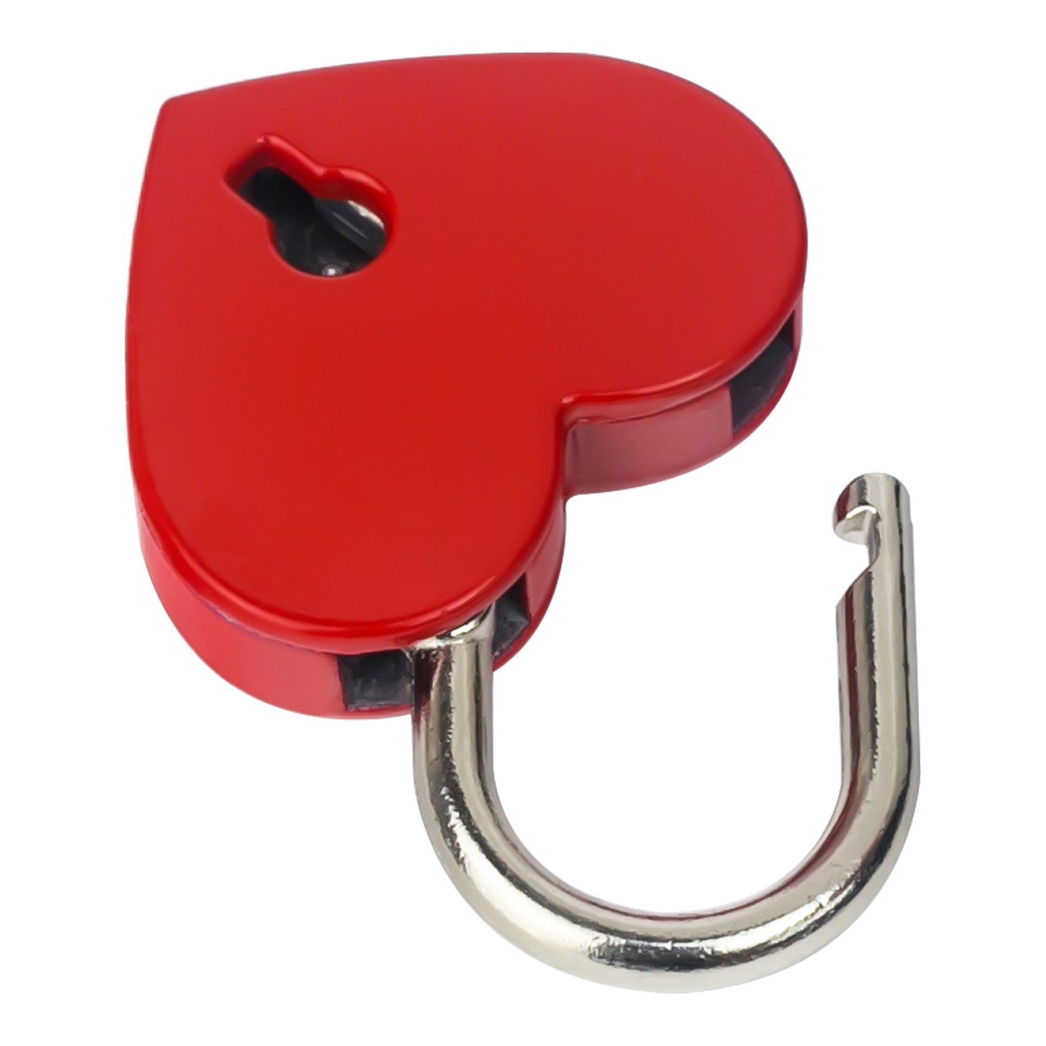 Mini Deko Vorhängeschloss in Herzform mit Schlüssel von HMF mit 39 mm Breite in Rot