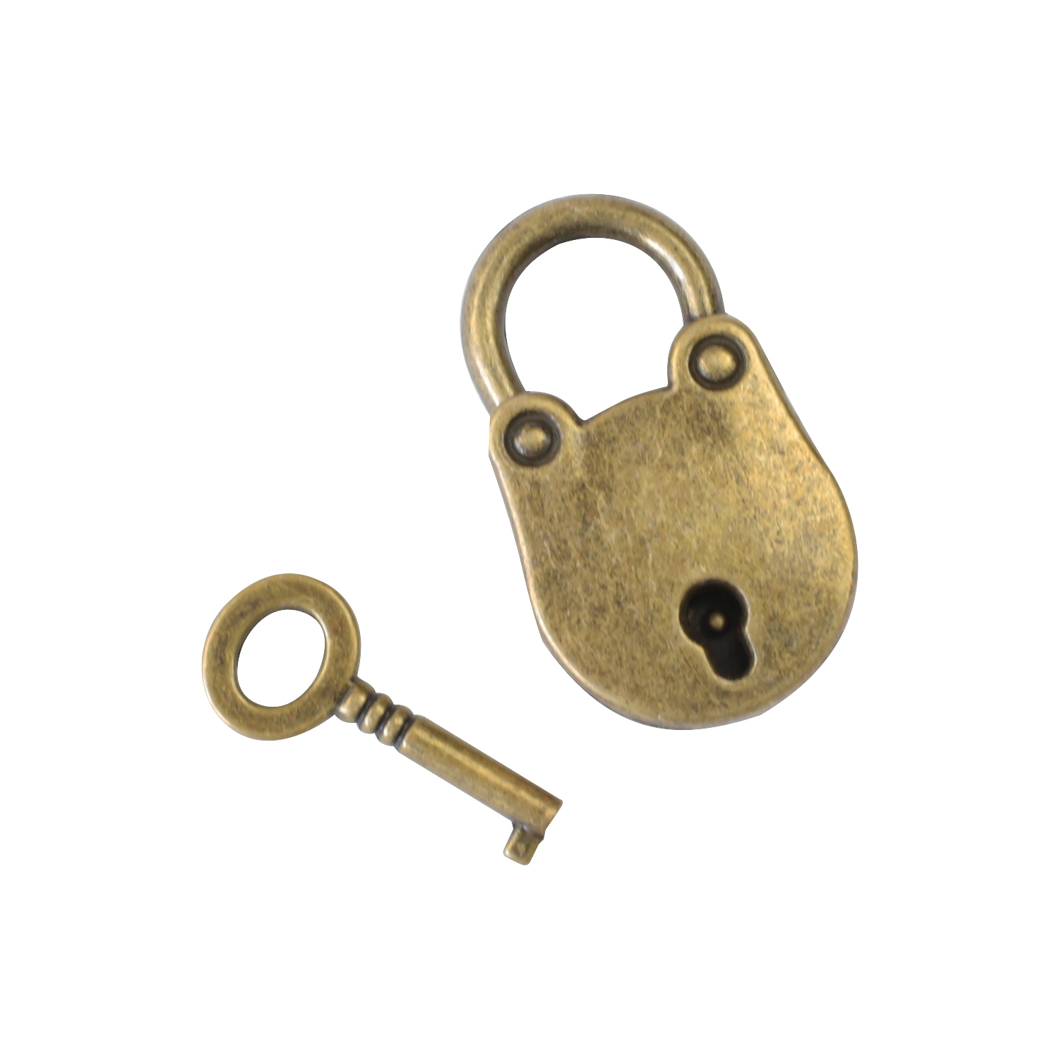 Mini Deko Vorhängeschloss in oval mit Schlüssel von HMF in Bronze