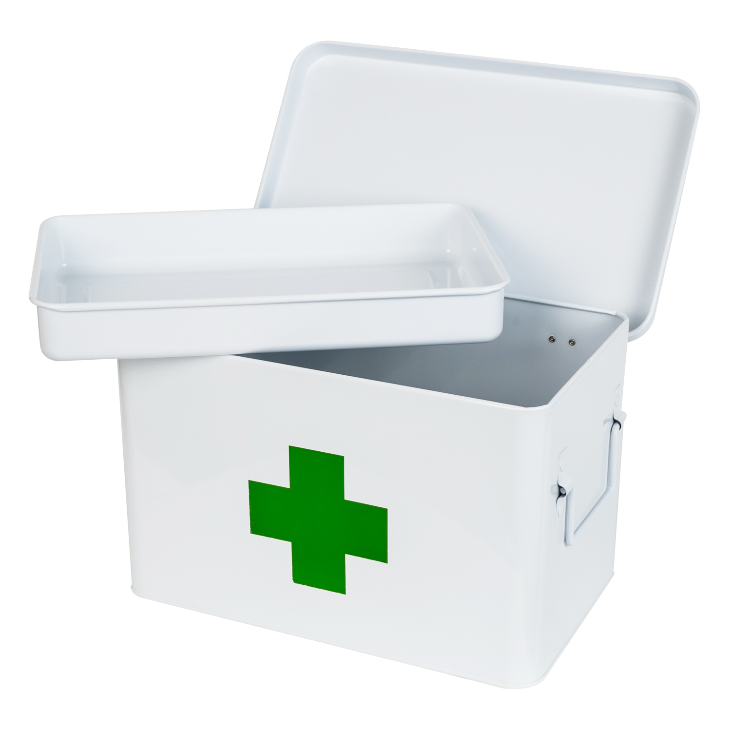 Medizinbox aus Metall von HMF in Weiß mit 32.5 cm Breite 