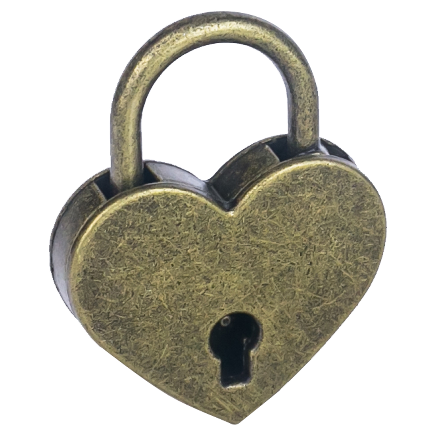 Mini Deko Vorhängeschloss in Herzform mit Schlüssel von HMF mit 39 mm Breite in Bronze