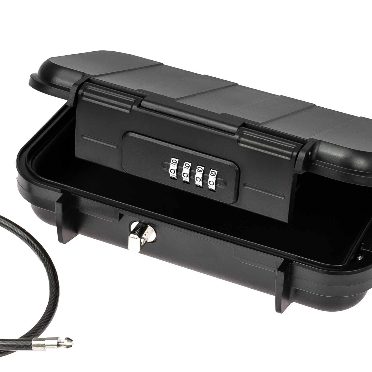 Tragbarer Safe mit Zahlenschloss, wasserdichter Mini Tresor mit Drahtseil, 23,5 x 14,5 x 5,8 cm