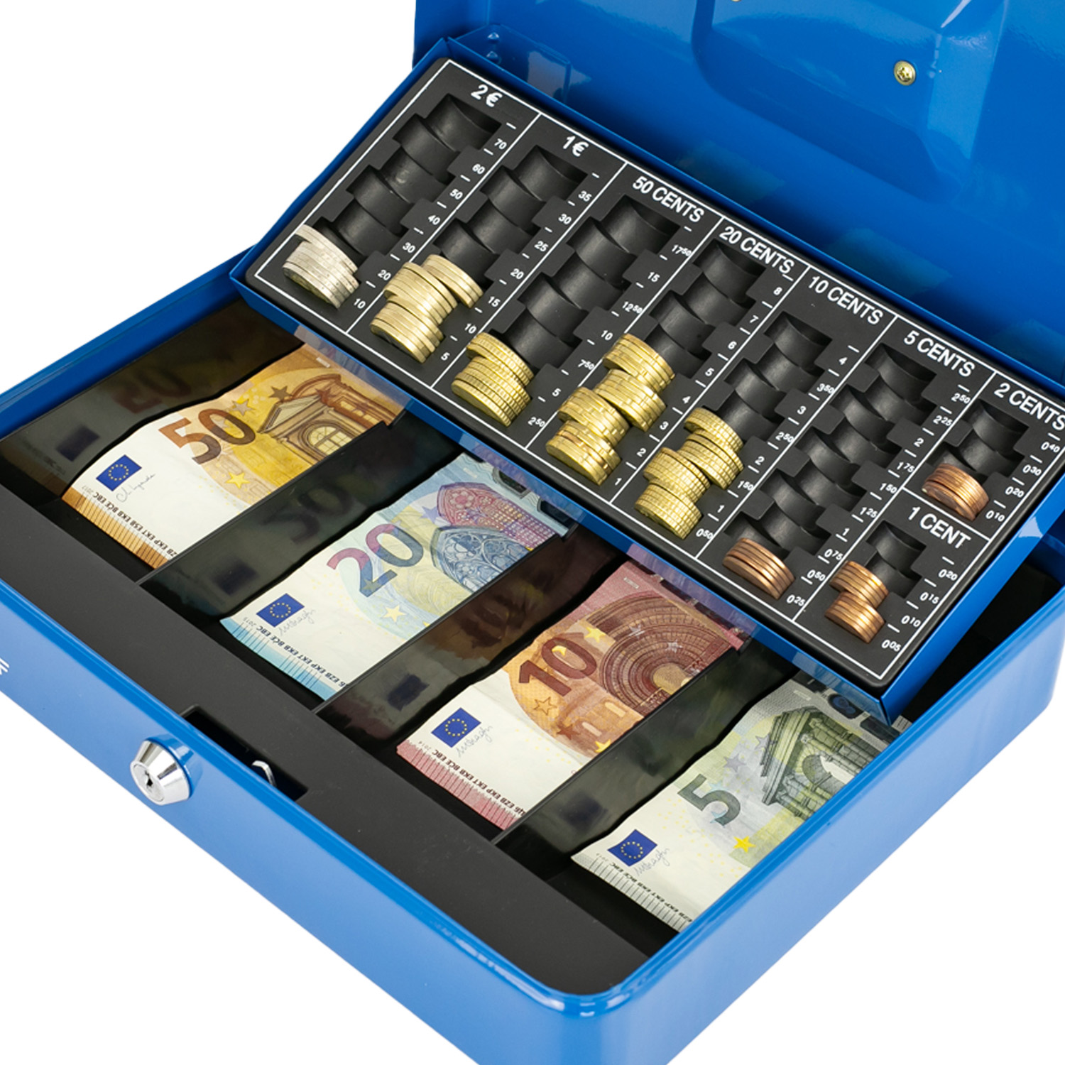 Geldkassette Euro-Münzzählbrett HMF 4215 30 x 24 x 9 cm blau